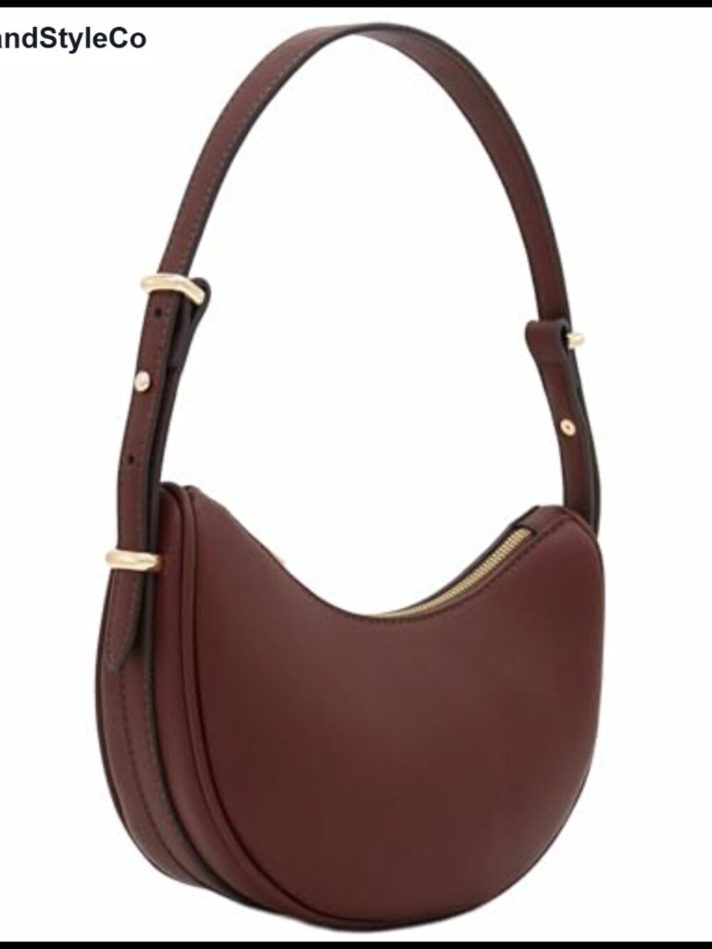 Small Crescent Smooth Faux Leather Underarm Shoulder Bag